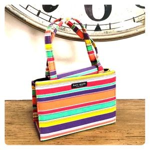 Faux Designer Striped HandBag